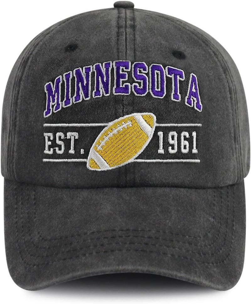 Terojnkl Embroidered City Football Hat for Men Women, Adjustable Unisex Cotton Fans Baseball Cap - Image 1